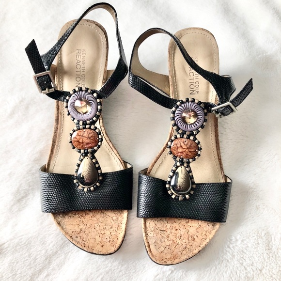 Kenneth Cole Women’s Black Wedge Sandals - Picture 2 of 12